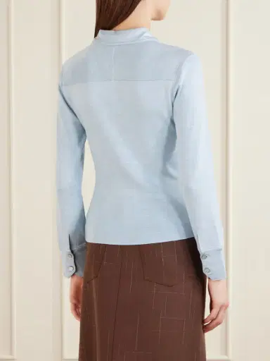 Tory Burch Silk-blend Polo Shirt | Thumbnail 4 Tory Burch Silk-blend Polo Shirt | Thumbnail 4