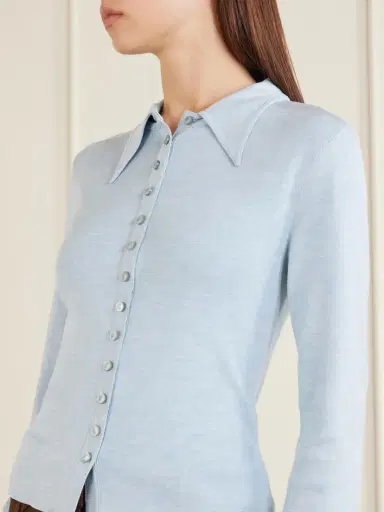 Tory Burch Silk-blend Polo Shirt | Thumbnail 5 Tory Burch Silk-blend Polo Shirt | Thumbnail 5