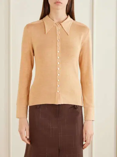 Tory Burch Silk-blend Polo Shirt | Thumbnail 3 Tory Burch Silk-blend Polo Shirt | Thumbnail 3