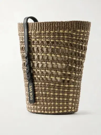 Loewe + Paula's Ibiza Braid Leather-trimmed Raffia Shoulder Bag | Thumbnail 4