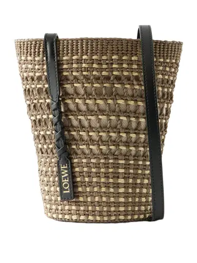 Loewe + Paula's Ibiza Braid Leather-trimmed Raffia Shoulder Bag | Thumbnail 1