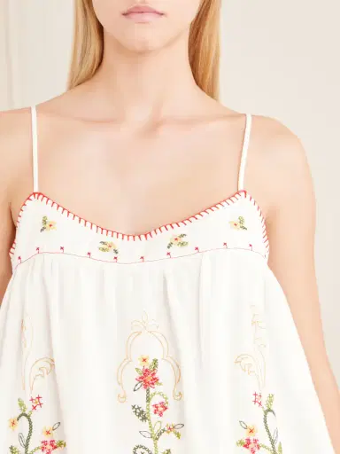 Farm Rio Floral-embroidered Linen-blend Cami | Thumbnail 5 Farm Rio Floral-embroidered Linen-blend Cami | Thumbnail 5