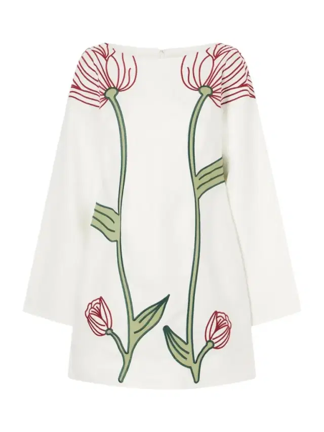 Farm Rio Flower Embroidered Linen Mini Dress
