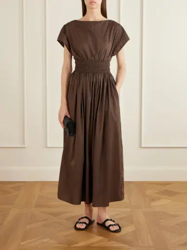 Matteau Shirred Organic Cotton-poplin Maxi Dress | Thumbnail 2 Matteau Shirred Organic Cotton-poplin Maxi Dress | Thumbnail 2