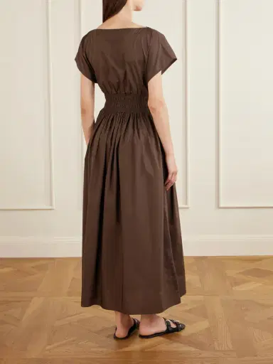 Matteau Shirred Organic Cotton-poplin Maxi Dress | Thumbnail 3 Matteau Shirred Organic Cotton-poplin Maxi Dress | Thumbnail 3