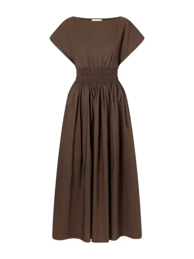 Shirred Organic Cotton-poplin Maxi Dress