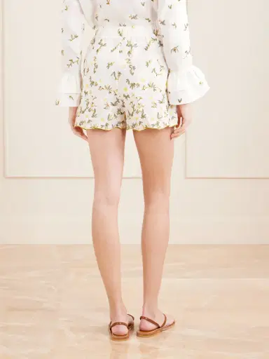 Cristiano Marcheli Elena Floral-embroidered Linen Drawstring Shorts | Thumbnail 4 Cristiano Marcheli Elena Floral-embroidered Linen Drawstring Shorts | Thumbnail 4