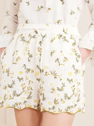 Cristiano Marcheli Elena Floral-embroidered Linen Drawstring Shorts | Thumbnail 5 Cristiano Marcheli Elena Floral-embroidered Linen Drawstring Shorts | Thumbnail 5
