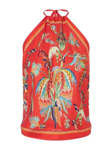 Etro Printed Silk-satin Halterneck Top | Thumbnail 1 Etro Printed Silk-satin Halterneck Top | Thumbnail 1