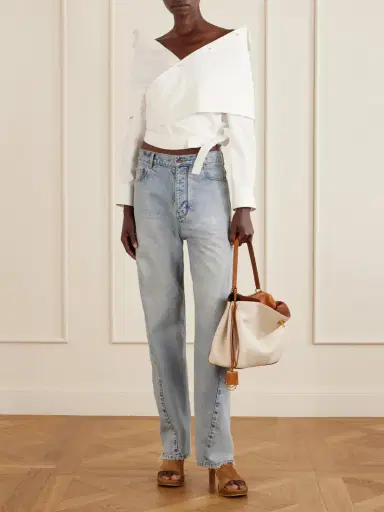 Balenciaga Off-the-shoulder Cotton Poplin Blouse | Thumbnail 2