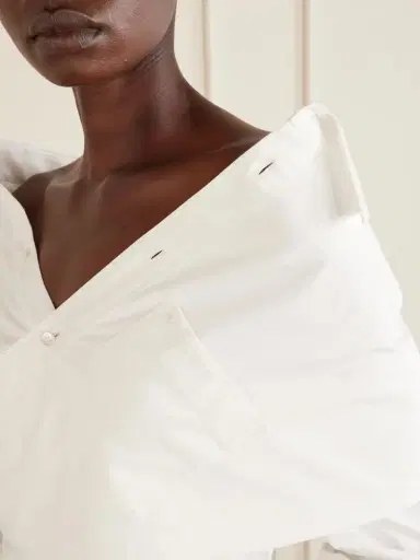 Balenciaga Off-the-shoulder Cotton Poplin Blouse | Thumbnail 4