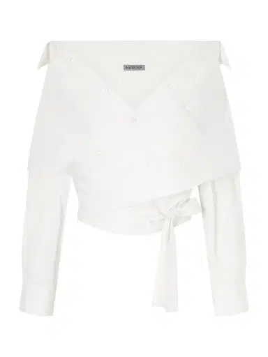 Balenciaga Off-the-shoulder Cotton Poplin Blouse | Thumbnail 1
