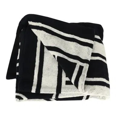 Chanel Chanel CC Striped Beach Tote Bag & Towel Set Navy Blue and White Terry Silver Hardware | Thumbnail 9 Chanel Chanel CC Striped Beach Tote Bag & Towel Set Navy Blue and White Terry Silver Hardware | Thumbnail 9