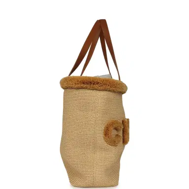 Chanel Chanel Coco Beach Maxi Shopping Tote Light Beige Raffia and Calfskin Gold Hardware | Thumbnail 3