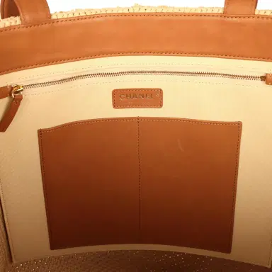 Chanel Chanel Coco Beach Maxi Shopping Tote Light Beige Raffia and Calfskin Gold Hardware | Thumbnail 8