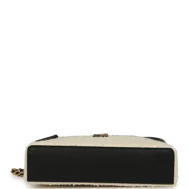 Chanel Chanel Coco Beach Top Handle Long Vanity Case with Chain Ecru Tweed and Black Calfskin Gold Hardware | Thumbnail 6
