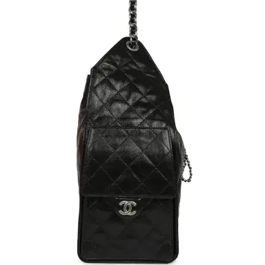 Chanel Chanel Medium 25 Hobo Bag Black Shiny Crumpled Calfskin Mixed Silver Hardware | Thumbnail 3 Chanel Chanel Medium 25 Hobo Bag Black Shiny Crumpled Calfskin Mixed Silver Hardware | Thumbnail 3