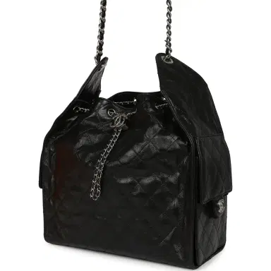 Chanel Chanel Medium 25 Hobo Bag Black Shiny Crumpled Calfskin Mixed Silver Hardware | Thumbnail 5 Chanel Chanel Medium 25 Hobo Bag Black Shiny Crumpled Calfskin Mixed Silver Hardware | Thumbnail 5