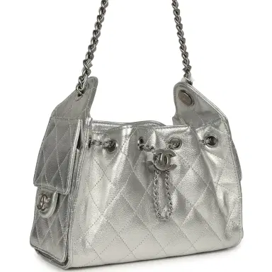 Chanel Chanel Mini 25 Hobo Bag Metallic Silver Caviar Silver Hardware | Thumbnail 2 Chanel Chanel Mini 25 Hobo Bag Metallic Silver Caviar Silver Hardware | Thumbnail 2