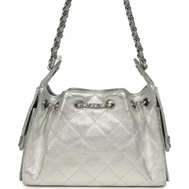 Chanel Chanel Mini 25 Hobo Bag Metallic Silver Caviar Silver Hardware | Thumbnail 4 Chanel Chanel Mini 25 Hobo Bag Metallic Silver Caviar Silver Hardware | Thumbnail 4