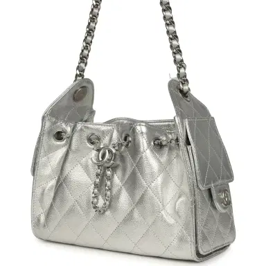 Chanel Chanel Mini 25 Hobo Bag Metallic Silver Caviar Silver Hardware | Thumbnail 5 Chanel Chanel Mini 25 Hobo Bag Metallic Silver Caviar Silver Hardware | Thumbnail 5