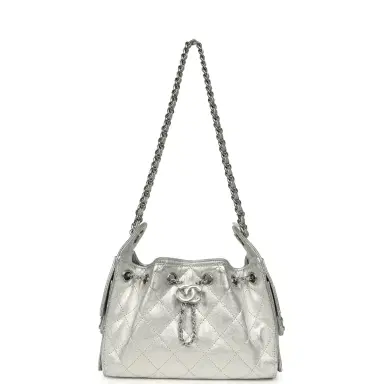 Chanel Chanel Mini 25 Hobo Bag Metallic Silver Caviar Silver Hardware | Thumbnail 7 Chanel Chanel Mini 25 Hobo Bag Metallic Silver Caviar Silver Hardware | Thumbnail 7