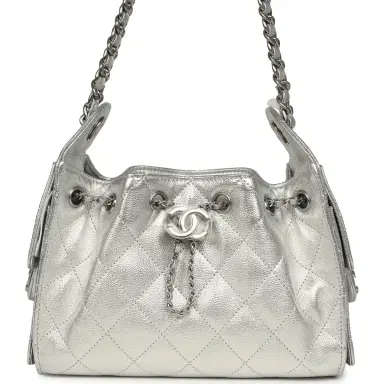 Chanel Chanel Mini 25 Hobo Bag Metallic Silver Caviar Silver Hardware | Thumbnail 1 Chanel Chanel Mini 25 Hobo Bag Metallic Silver Caviar Silver Hardware | Thumbnail 1