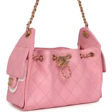 Chanel Chanel Mini 25 Hobo Bag Pink Caviar Antique Gold Hardware | Thumbnail 2