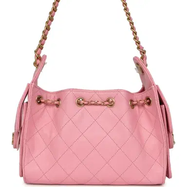 Chanel Chanel Mini 25 Hobo Bag Pink Caviar Antique Gold Hardware | Thumbnail 4