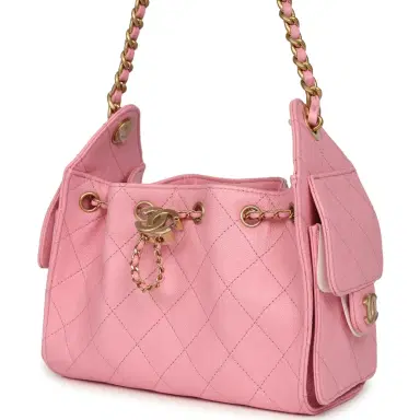 Chanel Chanel Mini 25 Hobo Bag Pink Caviar Antique Gold Hardware | Thumbnail 5