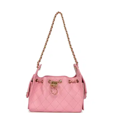 Chanel Chanel Mini 25 Hobo Bag Pink Caviar Antique Gold Hardware | Thumbnail 7