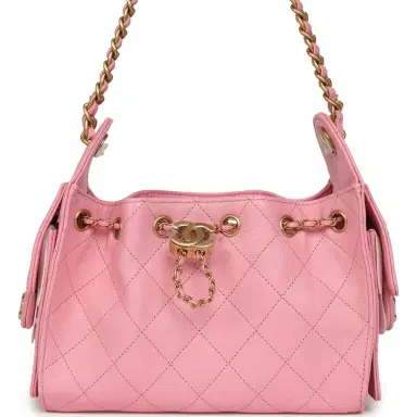 Chanel Chanel Mini 25 Hobo Bag Pink Caviar Antique Gold Hardware | Thumbnail 1