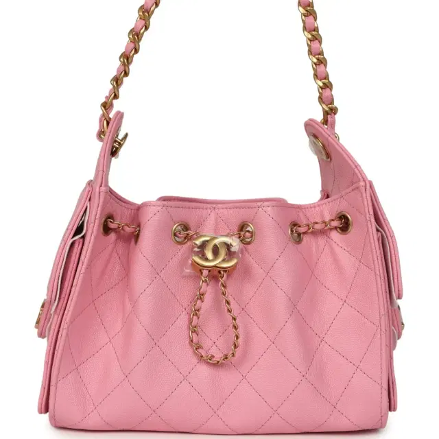 Chanel Chanel Mini 25 Hobo Bag Pink Caviar Antique Gold Hardware