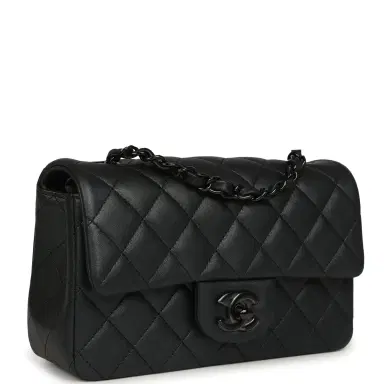 Chanel Chanel Mini Classic Rectangular Flap Bag So Black Iridescent Lambskin Black Hardware | Thumbnail 2