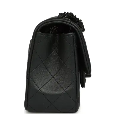 Chanel Chanel Mini Classic Rectangular Flap Bag So Black Iridescent Lambskin Black Hardware | Thumbnail 3