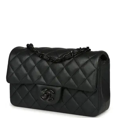 Chanel Chanel Mini Classic Rectangular Flap Bag So Black Iridescent Lambskin Black Hardware | Thumbnail 5