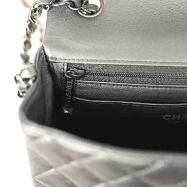 Chanel Chanel Mini Classic Rectangular Flap Bag So Black Iridescent Lambskin Black Hardware | Thumbnail 10