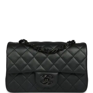 Chanel Chanel Mini Classic Rectangular Flap Bag So Black Iridescent Lambskin Black Hardware | Thumbnail 1