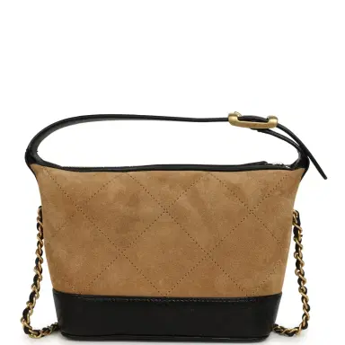 Chanel Chanel Mini Coco Base Clutch with Chain Brown Suede and Black Shiny Lambskin Brushed Gold Hardware | Thumbnail 4