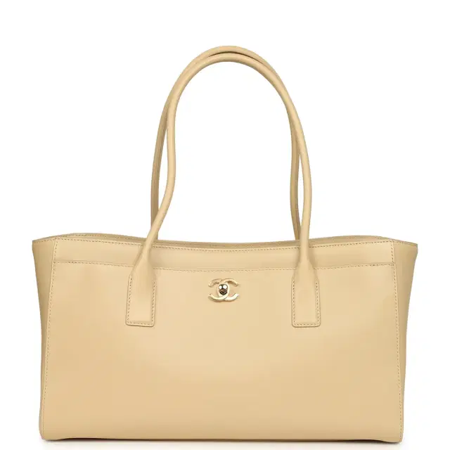 Chanel Chanel Small Cerf Shopping Bag Beige Calfskin Gold Hardware