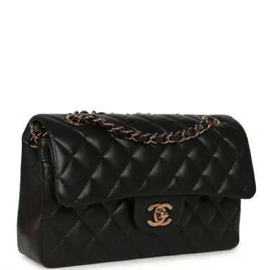 Chanel Chanel Small Classic Double Flap Bag Black Lambskin Rose Gold Hardware | Thumbnail 2