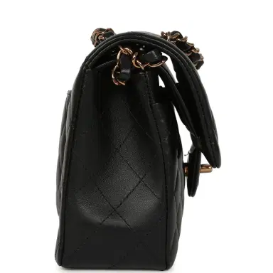 Chanel Chanel Small Classic Double Flap Bag Black Lambskin Rose Gold Hardware | Thumbnail 3