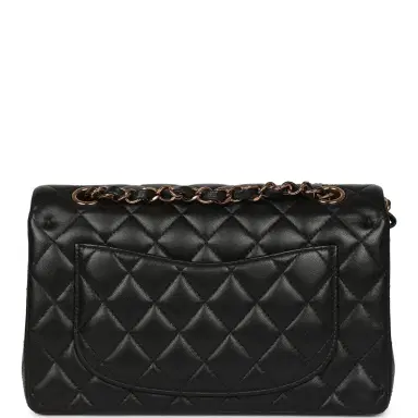 Chanel Chanel Small Classic Double Flap Bag Black Lambskin Rose Gold Hardware | Thumbnail 4