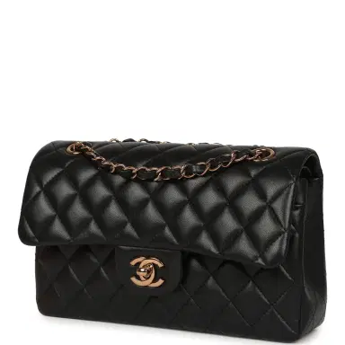 Chanel Chanel Small Classic Double Flap Bag Black Lambskin Rose Gold Hardware | Thumbnail 5