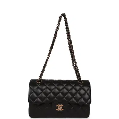 Chanel Chanel Small Classic Double Flap Bag Black Lambskin Rose Gold Hardware | Thumbnail 7