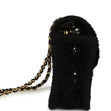 Chanel Chanel Small Coco Beach Crochet Flap Bag Black Mesh Gold Hardware | Thumbnail 3