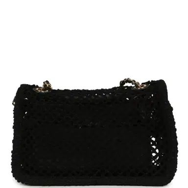 Chanel Chanel Small Coco Beach Crochet Flap Bag Black Mesh Gold Hardware | Thumbnail 4