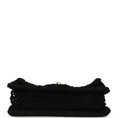 Chanel Chanel Small Coco Beach Crochet Flap Bag Black Mesh Gold Hardware | Thumbnail 6