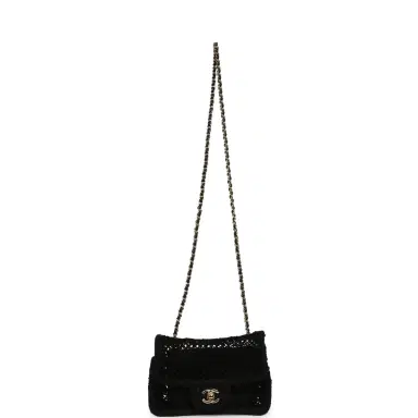 Chanel Chanel Small Coco Beach Crochet Flap Bag Black Mesh Gold Hardware | Thumbnail 7