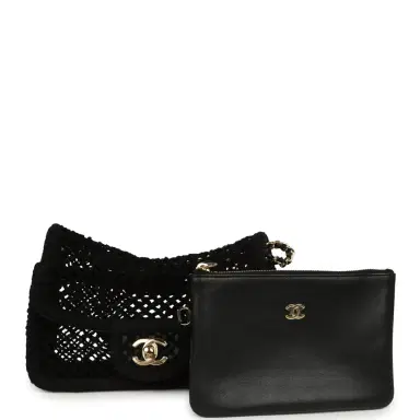 Chanel Chanel Small Coco Beach Crochet Flap Bag Black Mesh Gold Hardware | Thumbnail 8